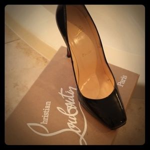 Christian Louboutin Snipped-Toe Black Patent Pumps